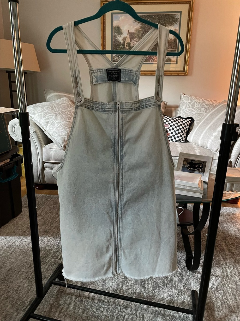 Abercrombie & Fitch Light Blue Denim Overall Pencil Skirt